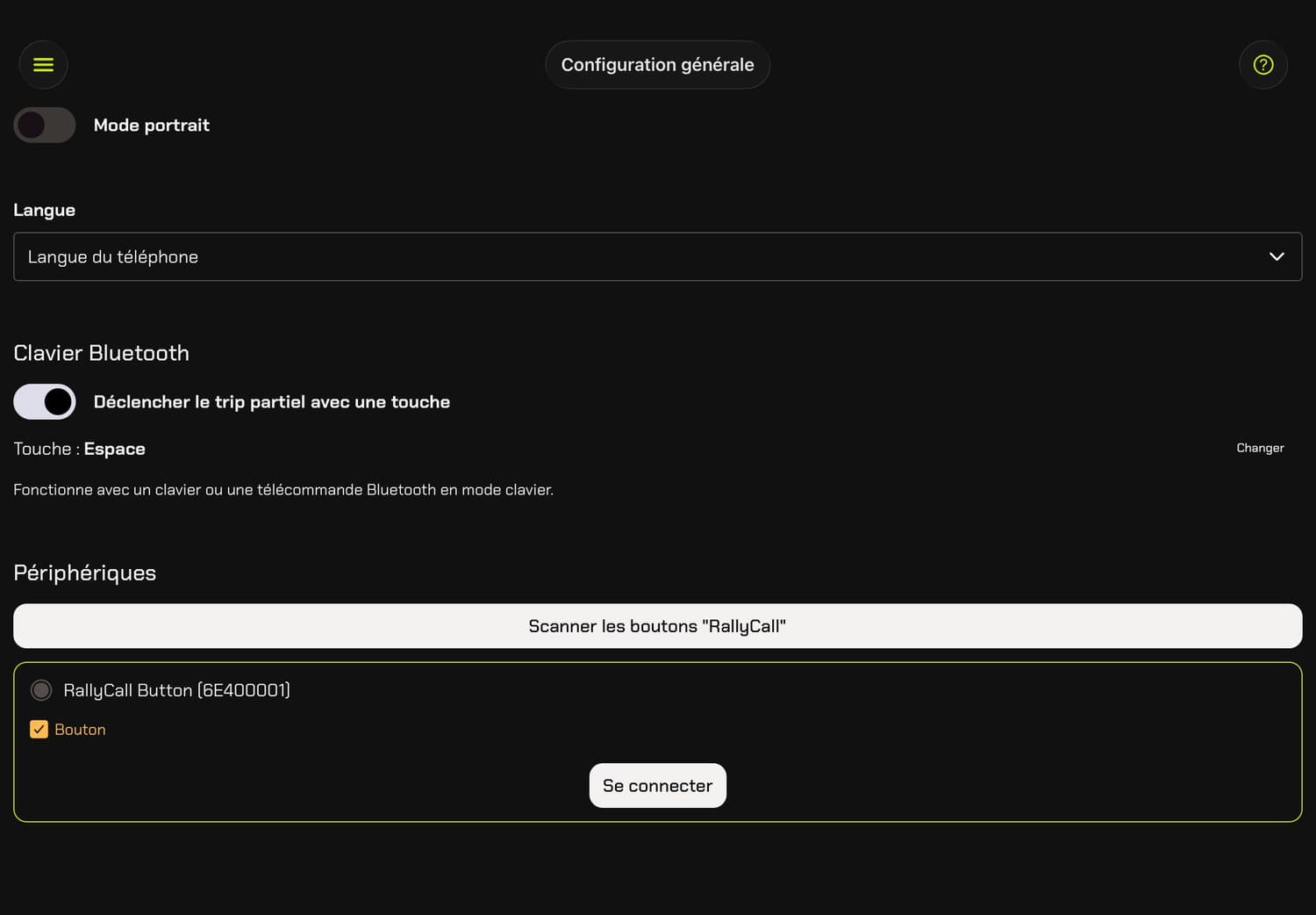 Algemene instellingen van de app