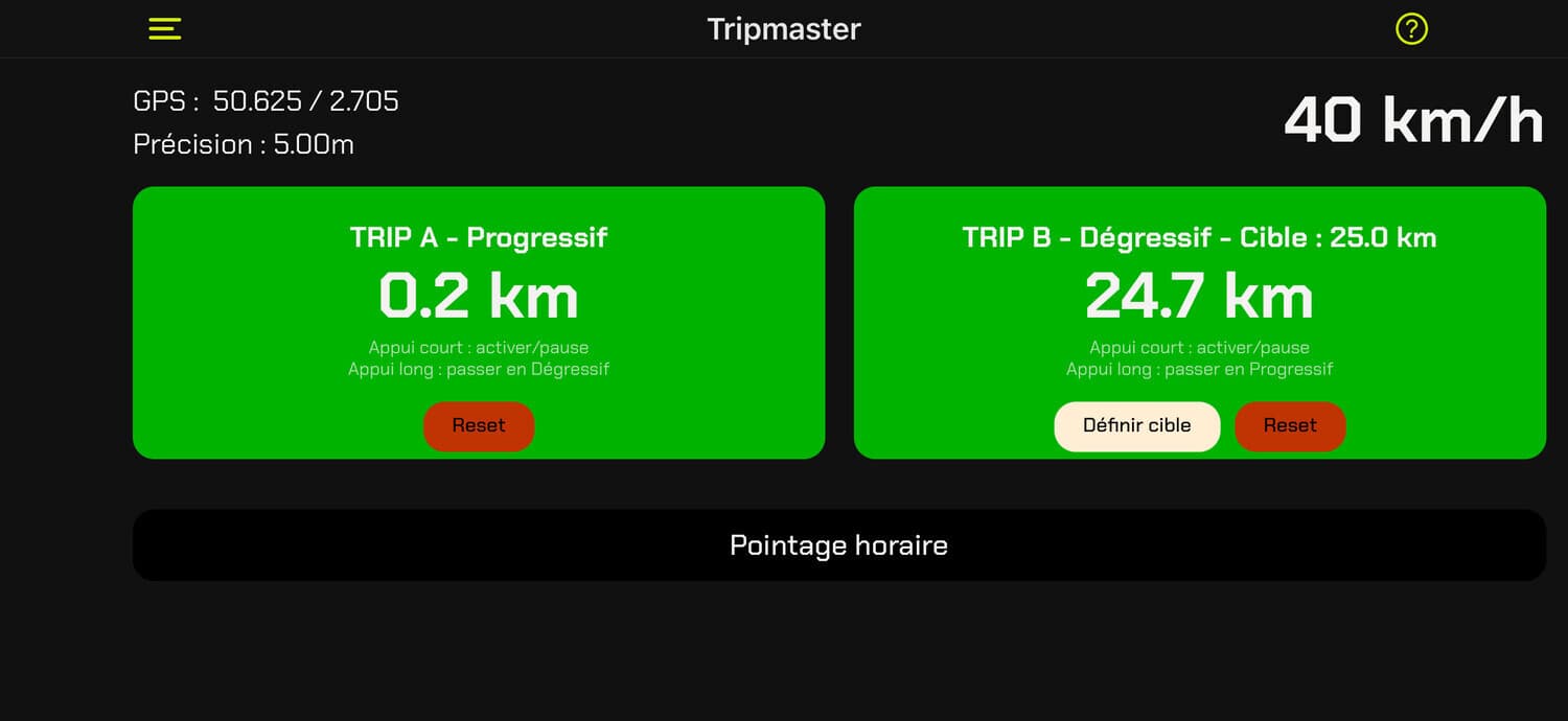 Tripmaster-scherm